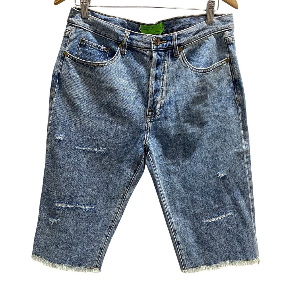 Sandrine Rose Free People Original Blue Raw Hem Denim‎ Bermuda Shorts Sz 28 New